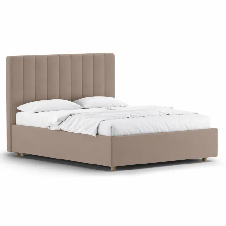 Кровать двуспальная с подъемным механизмом WESTENY "ART 606" H6, 151х217х130, 140х200, бежевый велюр
